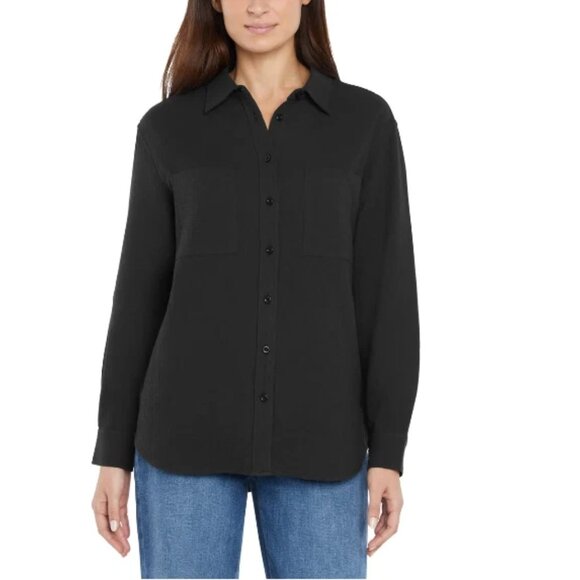Gap Women's Long Sleeve Relaxed Fit Gauze Button Front Shirt - Picture 1 of 5